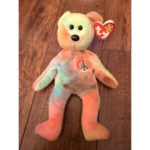PEACE BEAR #4053 BEANIE BABY  TY  GREAT COLORS!! P7